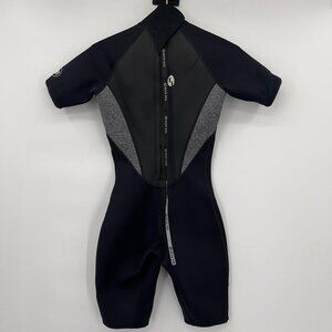 Deep See 2/2 Kids Shorty Wetsuit — Black & Gray, Size 5–6